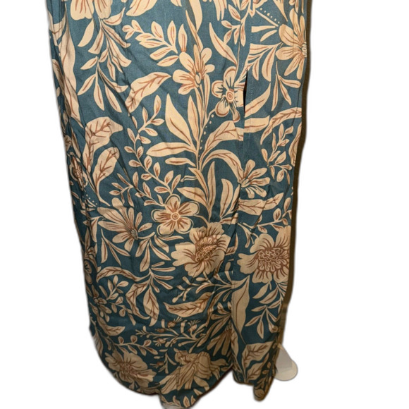 NWT Patrons of Peach Blue Floral Print Smocked Short Sleeve Maxi Dress Small - Picture 5 of 16